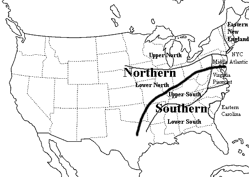Map of the American Dialects by Kurath