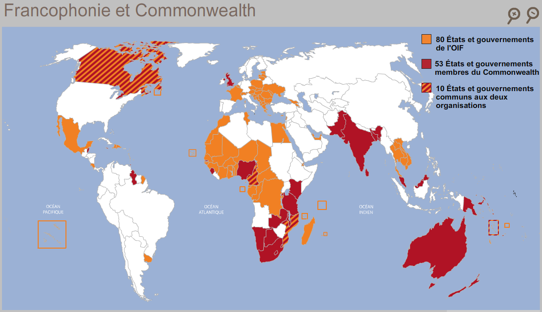 Le monde de la Francophonie et Commonwealth