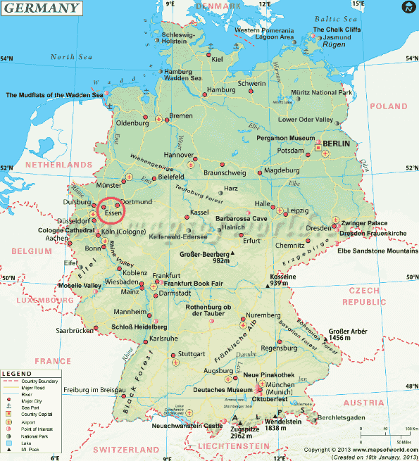 Map of Germany (Essen Marked)