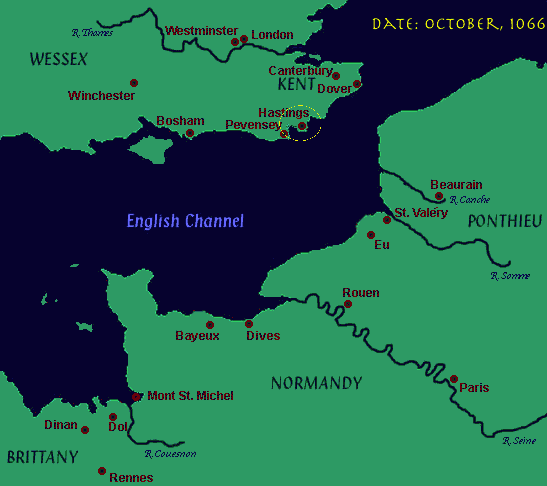 Map of Normandy in 1066