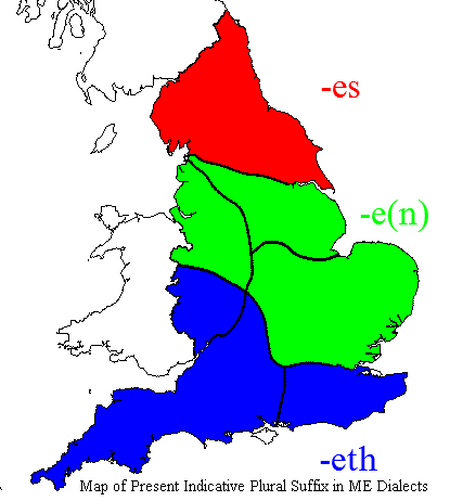 Map of Present Indicative Plural Suffix in ME Dialects