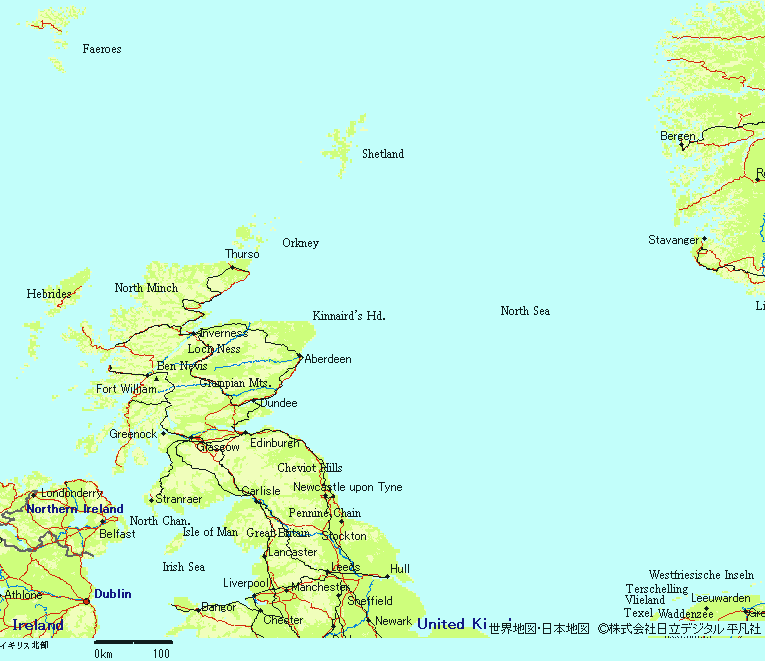 Map of Shetland and the North Sea